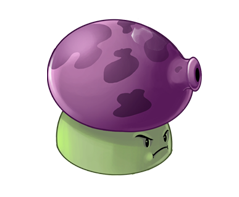 A bigger version of the small purple Puff-Shrom, its odd shooting passes through screen doors doing damage to the zombie behind it.