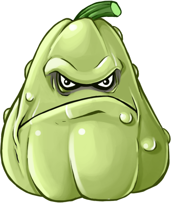 A single use green squash plant that squishes any zombie close enough to it